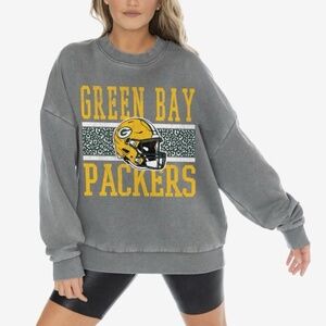 New Gameday Couture Unisex Gray Green Bay Packers Vintage Wash Crewneck XL .